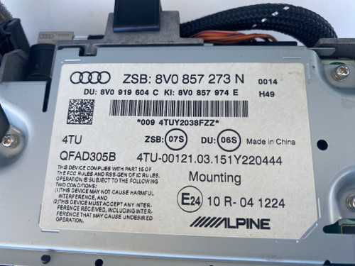 AUDI A3 8V USED ALPINE POP MEDIA DISPLAY UNIT 8V0 857 273 N