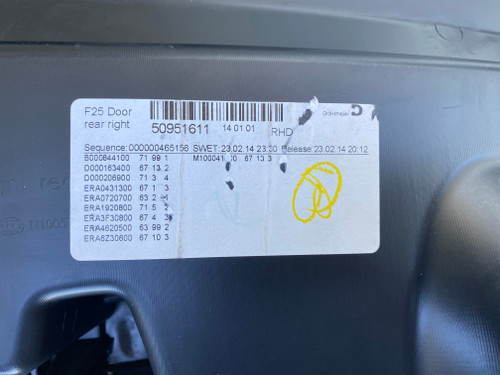 BMW X3 F25 USED RHR DOOR TRIM 105005838
