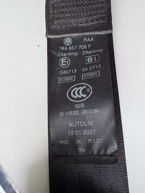 VW GOLF MK5 JETTA MK5 2004-2008 USED RHF SEAT BELT 1K4 857 706 F