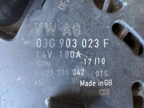 VW TRANSPORTER MULTIVAN T5 2L TDI USED ALTERNATOR 03G 903 023 F