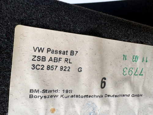 VW PASSAT 3C LATE USED RH GLOVE BOX 3C2 857 922 G