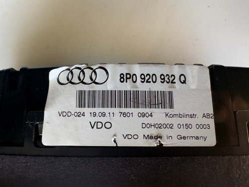 AUDI A3 8P CDAA USED INSTRUMENT CLUSTER 8P0 920 932 Q