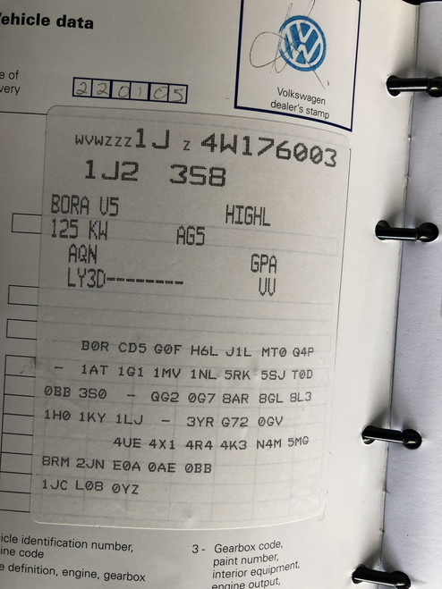 VW BORA V5 AUTO USED  LOG BOOKS AQN ENGINE GPA TRANSMISSION