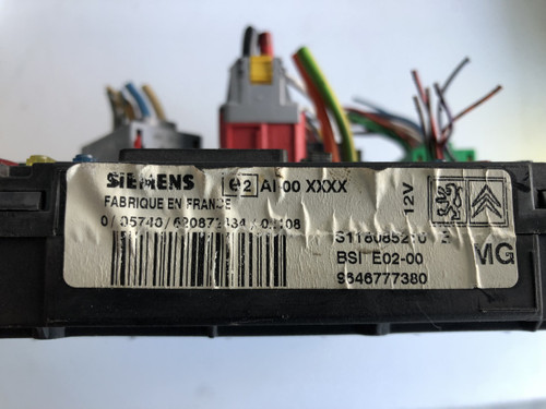 PEUGEOT 206 USED BODY CONTROL MODULE 9646777380 BSI E02-00