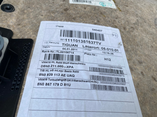 VW TIGUAN USED LHR DOOR TRIM 5N0 211 000