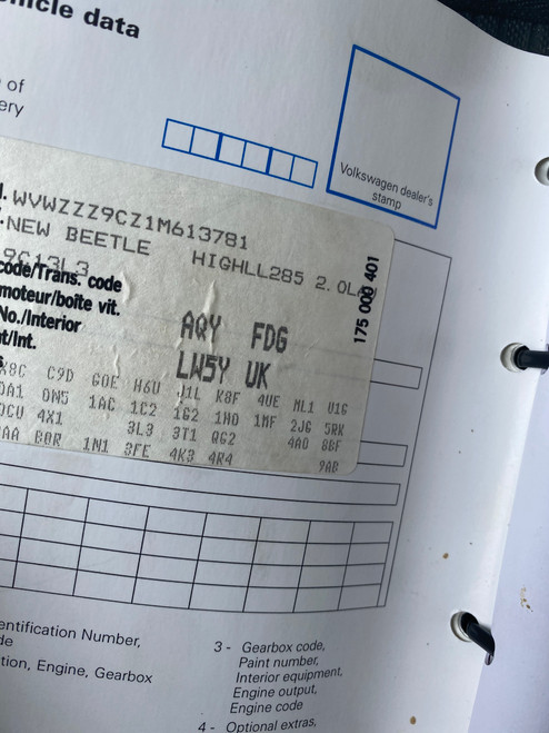 VW BEETLE 2L USED LOG BOOKS 