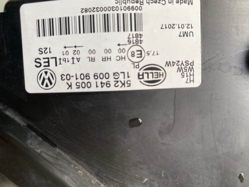 VW GOLF MK6 USED LH HEADLIGHT 5K2 941 005 K