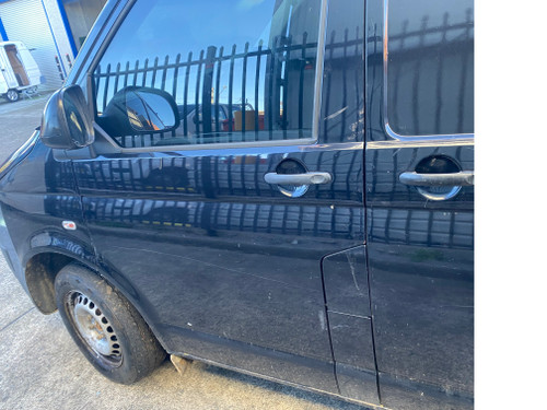 VW TRANSPORTER T5 USED LHF DOOR SHELL IN BLACK C 9X PAINT CODE