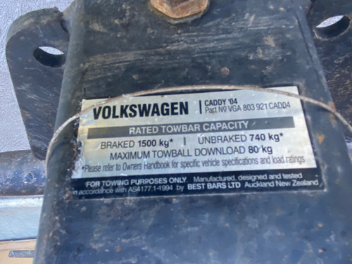 VW CADDY USED GENUINE TOW BAR KIT PART NUMBER VGA 903 921 CAD 04