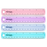 Plastic 12 Ruler, Flat, Translucent Assorted Colors, Pack of 36