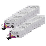 Binder Clips, Large, 1 Capacity, Black/Silver, 12 Per Box, 10