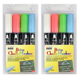 Chalk Marker Set, Fine Tip, Assorted Fluorescent Colors, 4 Per Set, 2 Sets