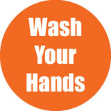 Wash Your Hands Anti-Slip Floor Sticker, Orange, 11", Pack of 5