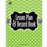 (2 Ea) Lime Chevrons And Dots Lesson Plan & Record Book