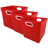Cube Bin, Red, Pack of 3
