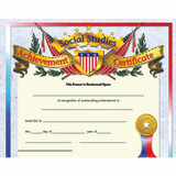 Social Studies Achievement Certificate, 8.5" x 11", Pack of 30 - H-VA675