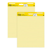 Super Sticky Easel Pads, 25" x 30", Yellow, 2 Pads