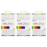 Dual Tip Sketch Markers, Primary Colors, 6 Per Pack, 3 Packs