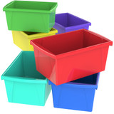 Medium Classroom Storage Bin, 5.5 Gallon, Assorted Color, Set of 6