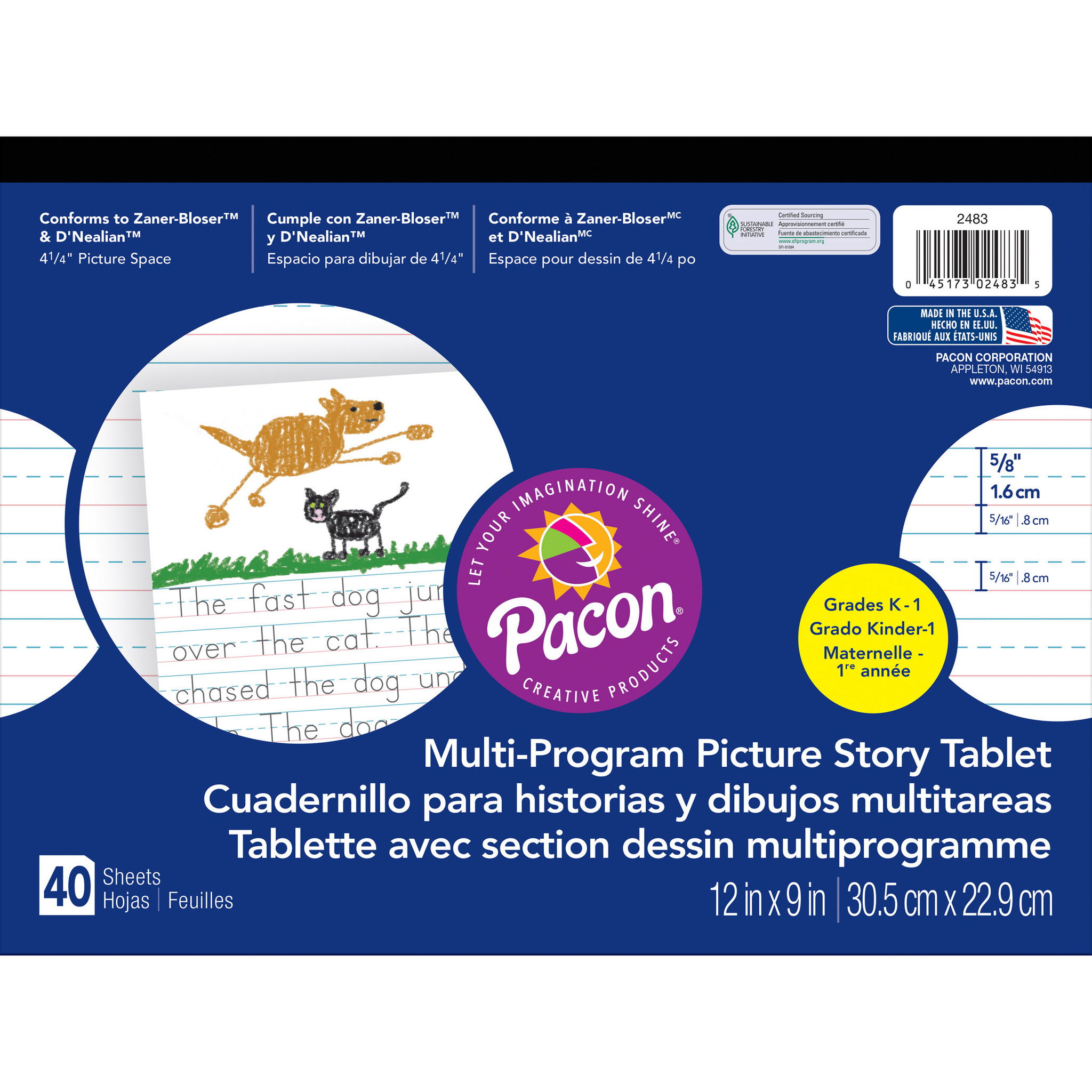 Pacon Multi-Program Handwriting Paper, 5/8 Ruled 500 Sheets per Pack, 2 Packs