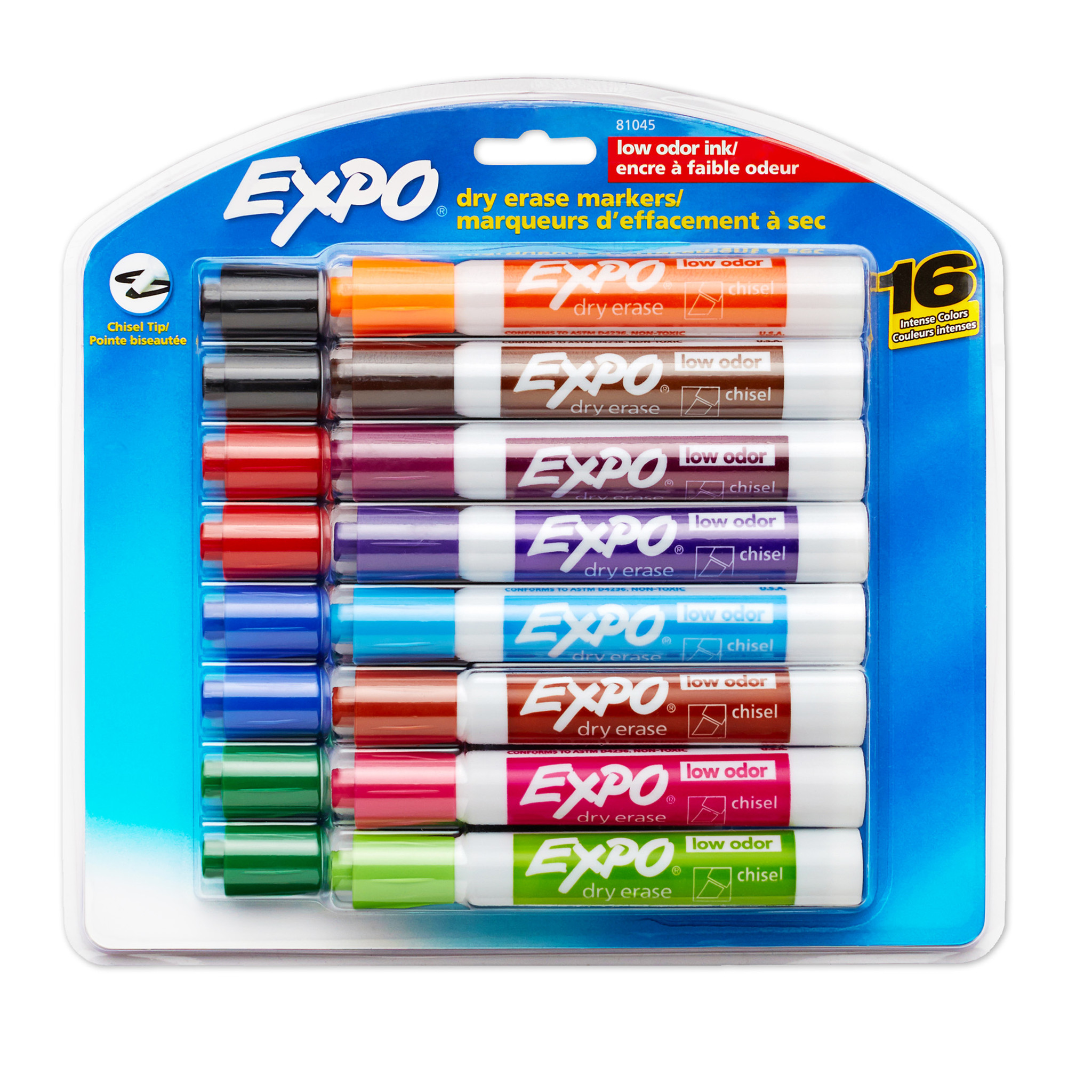 Basics Low-Odor Chisel Tip Dry Erase White Board Marker, Assorted  Colors - Pack of 12