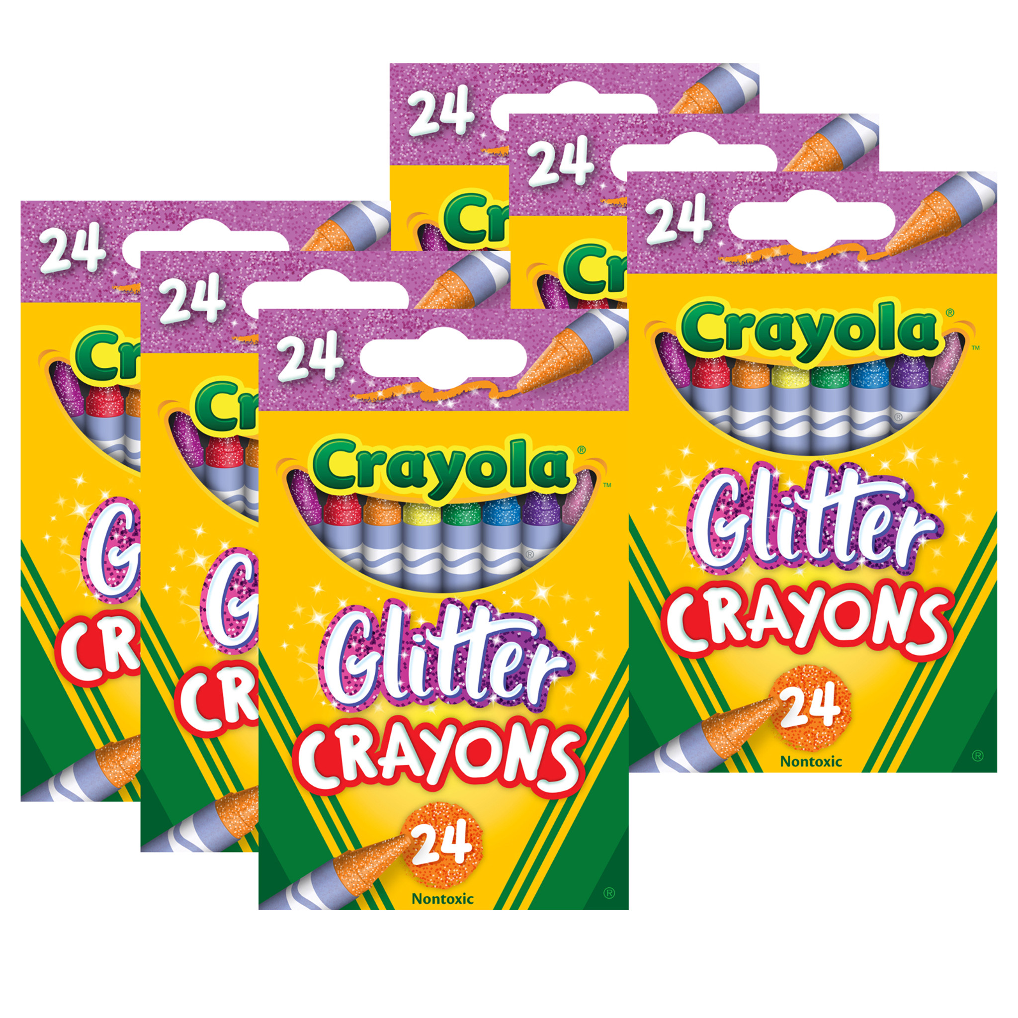  Crayola Glitter Markers Assorted Colors 6 Count (Pack of 4) :  Toys & Games