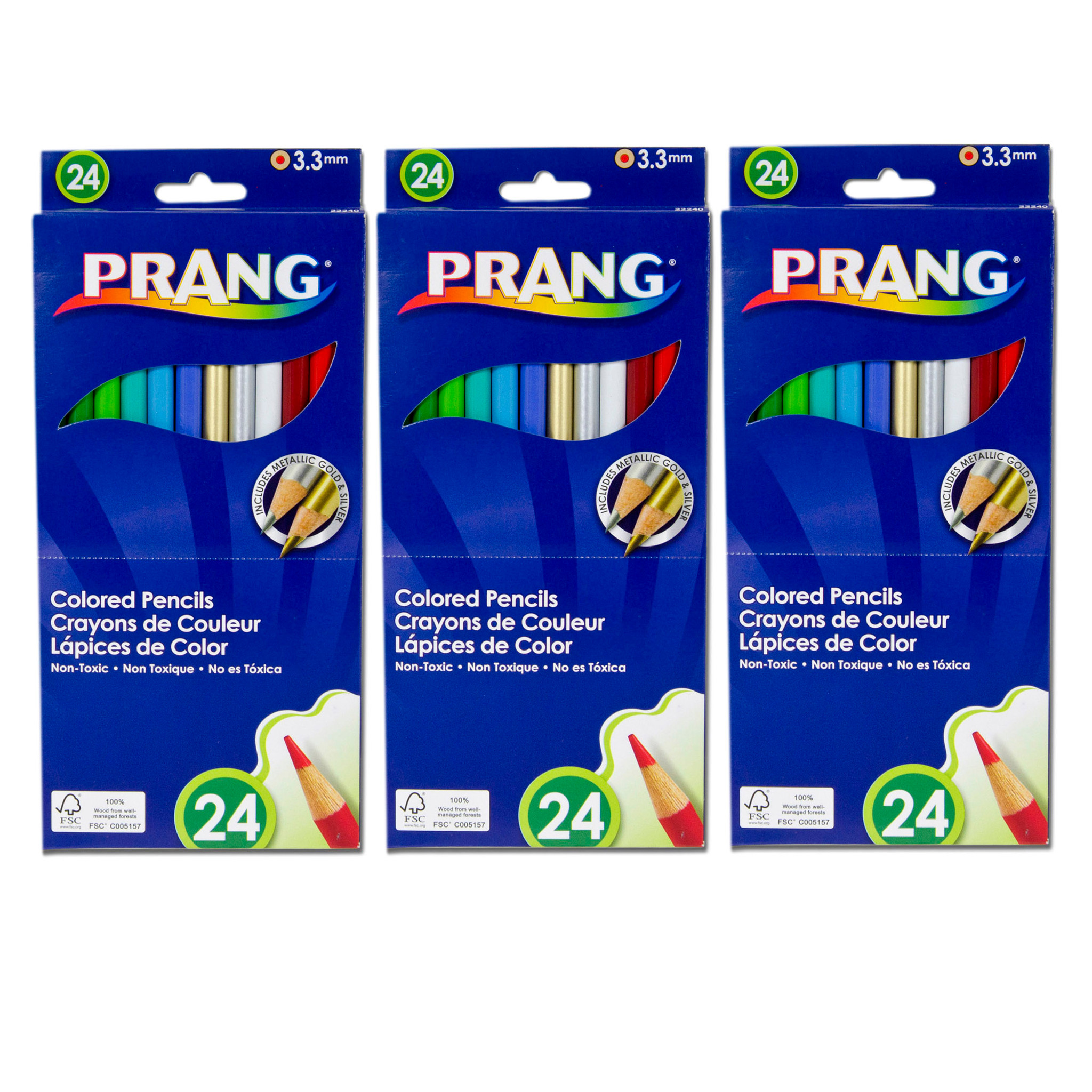 Prang Triangular Colored Pencils With Sharpener, Assorted Colors, 5.5 mm  Core, 12 Count