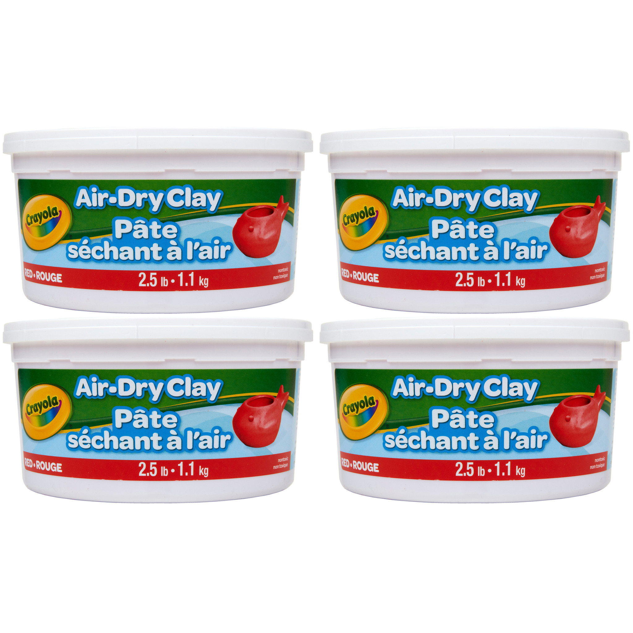 Air Dry Clay, 2.5lb Tub, Red, Pack of 4