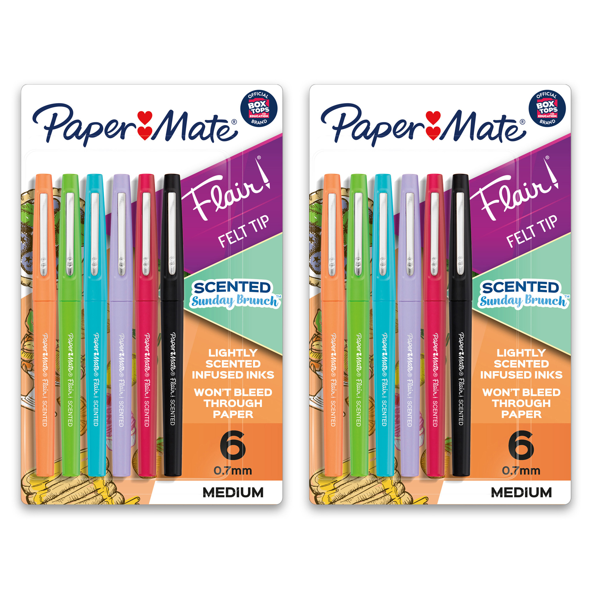 Paper Mate Flair Pens, Felt Tip Pens, Bold Tip (1.2 mm), Assorted Colors,  12 Count