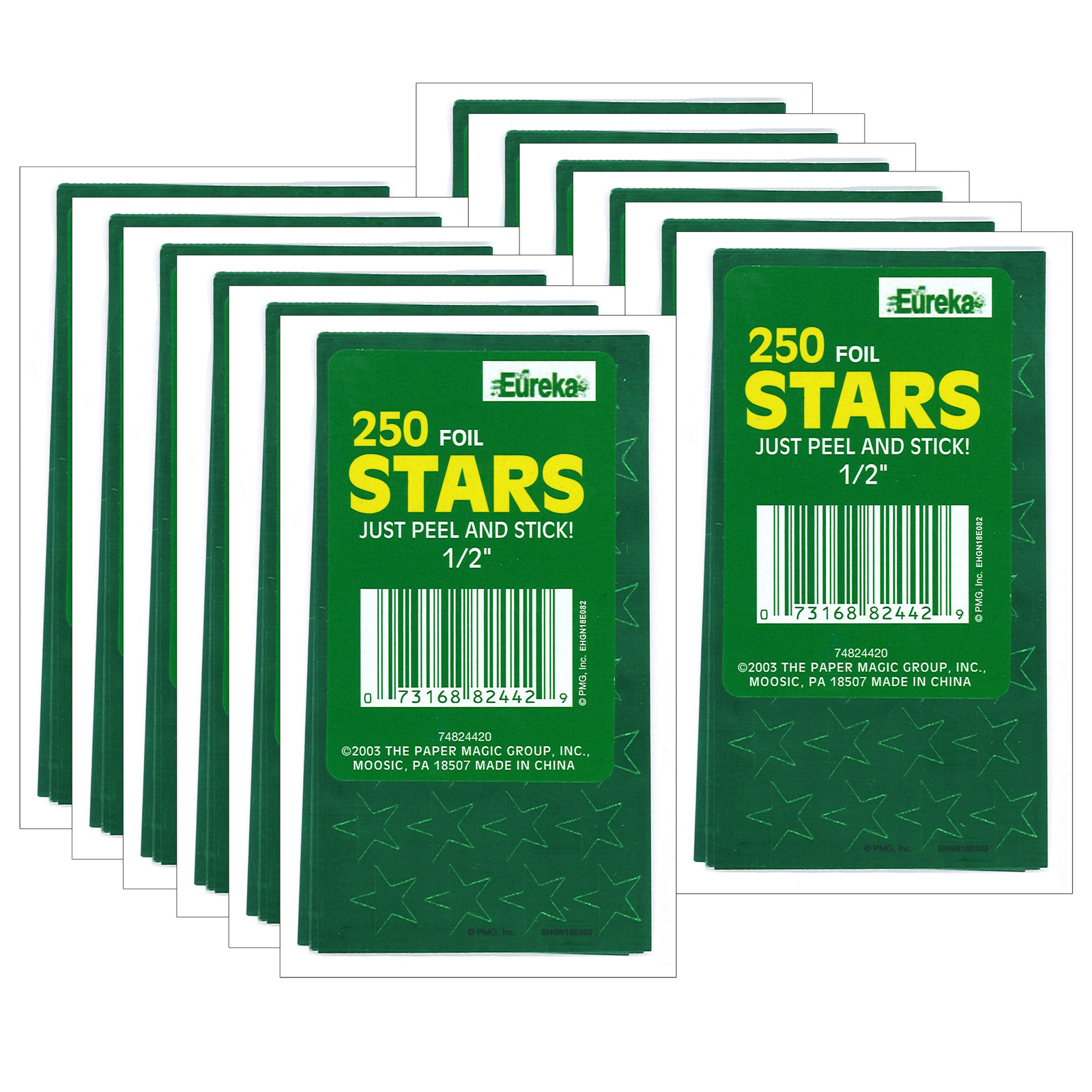 Stickers Foil Stars 1/2 250/Pk Gold - Eureka