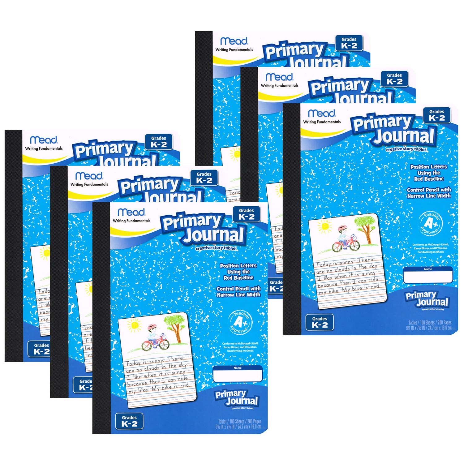 Primary Journal Half Page Ruled, 100 Sheets Per Book, Pack of 6