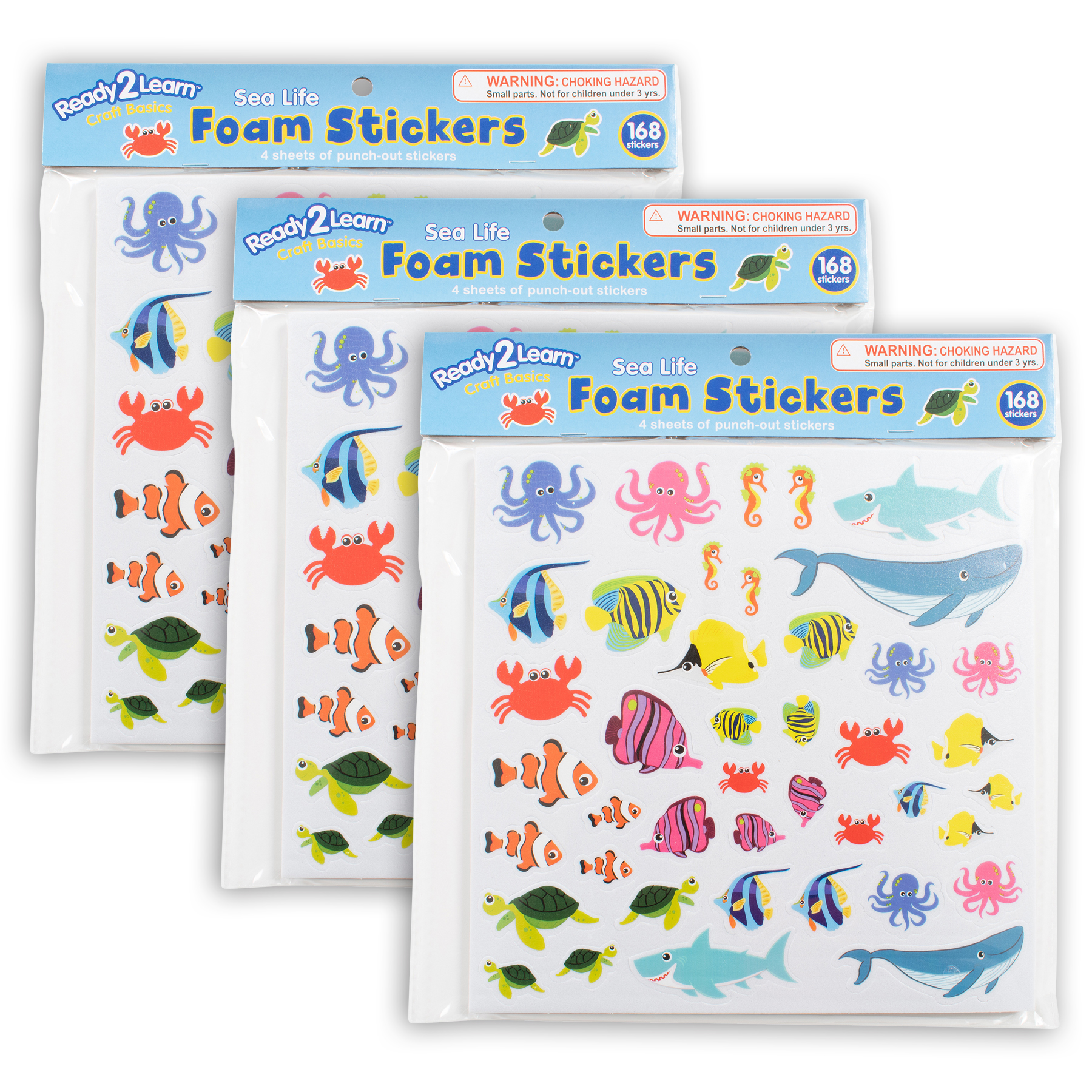 Ready 2 Learn Glitter Foam Stickers - Stars - Multicolor, 168 per Pack, 3 Packs