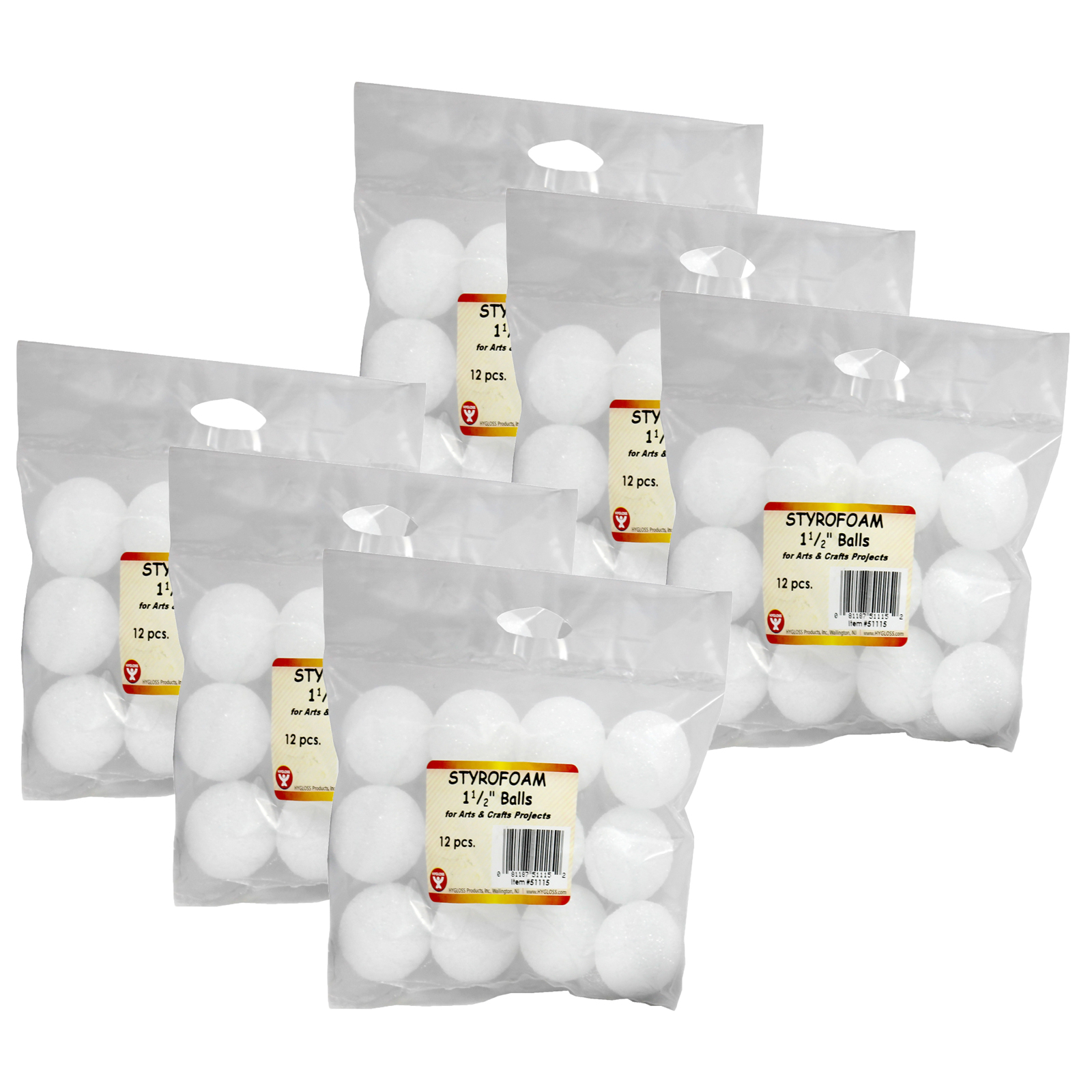 Hygloss Styrofoam Balls, 2 inch, 12 per Pack, 3 Packs