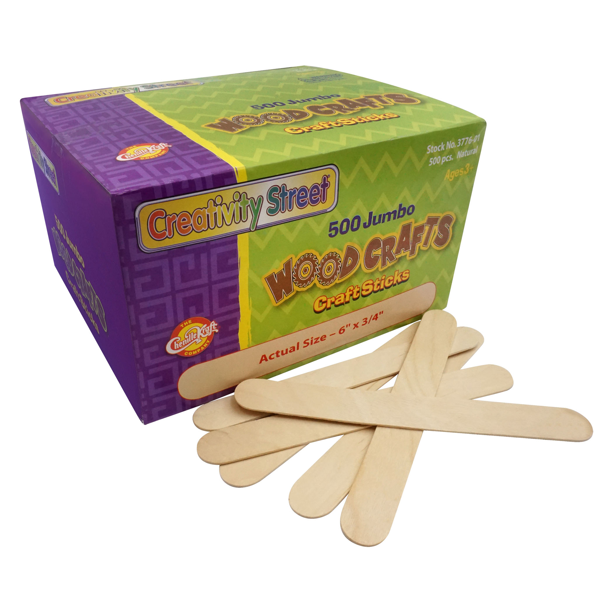 Jumbo Craft Sticks, Natural, 6 x 0.75, 500 Pieces - CK-377601