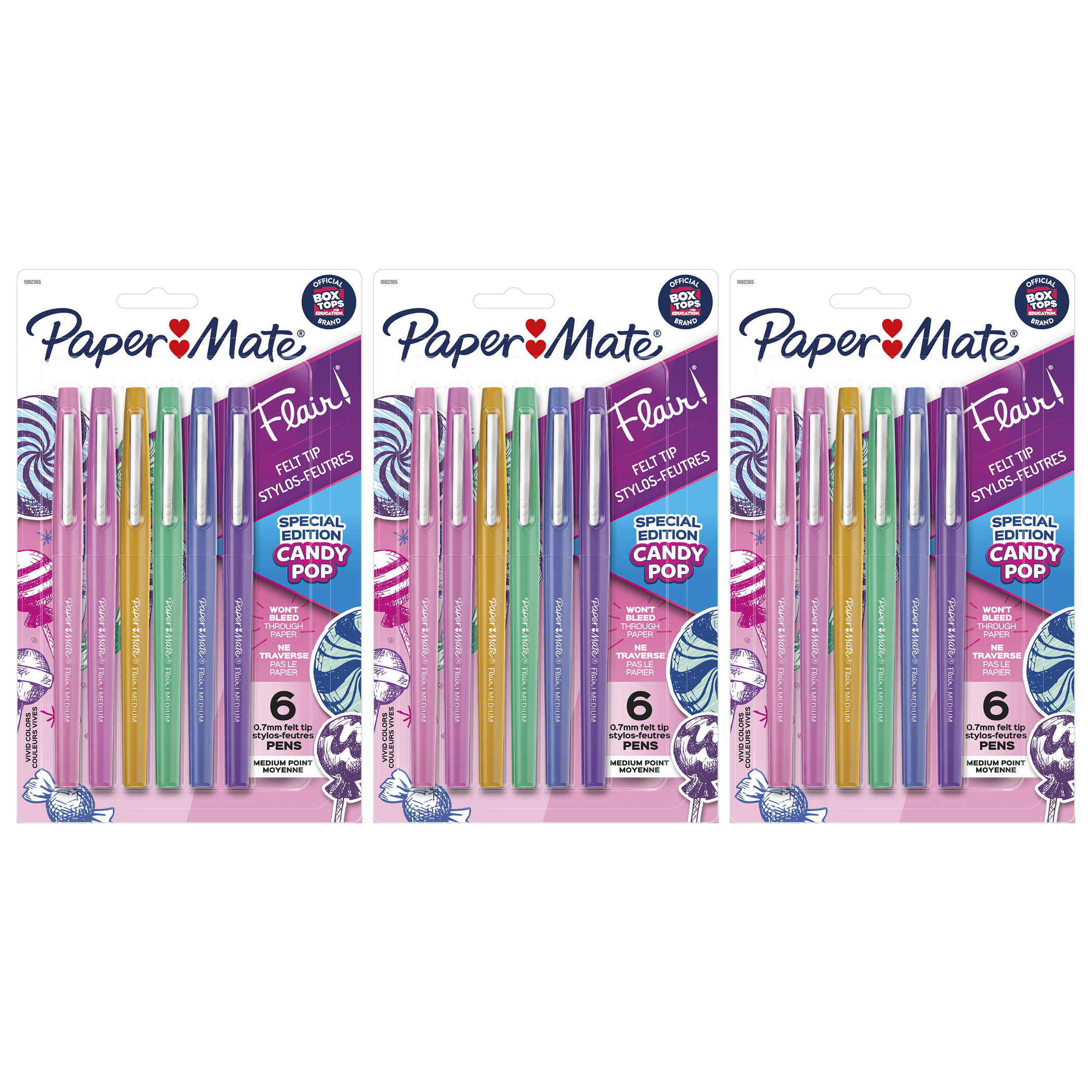 Flair Felt Tip Pens, Medium Point (0.7mm), Tropical Colors, 6 Per Pack, 3  Packs