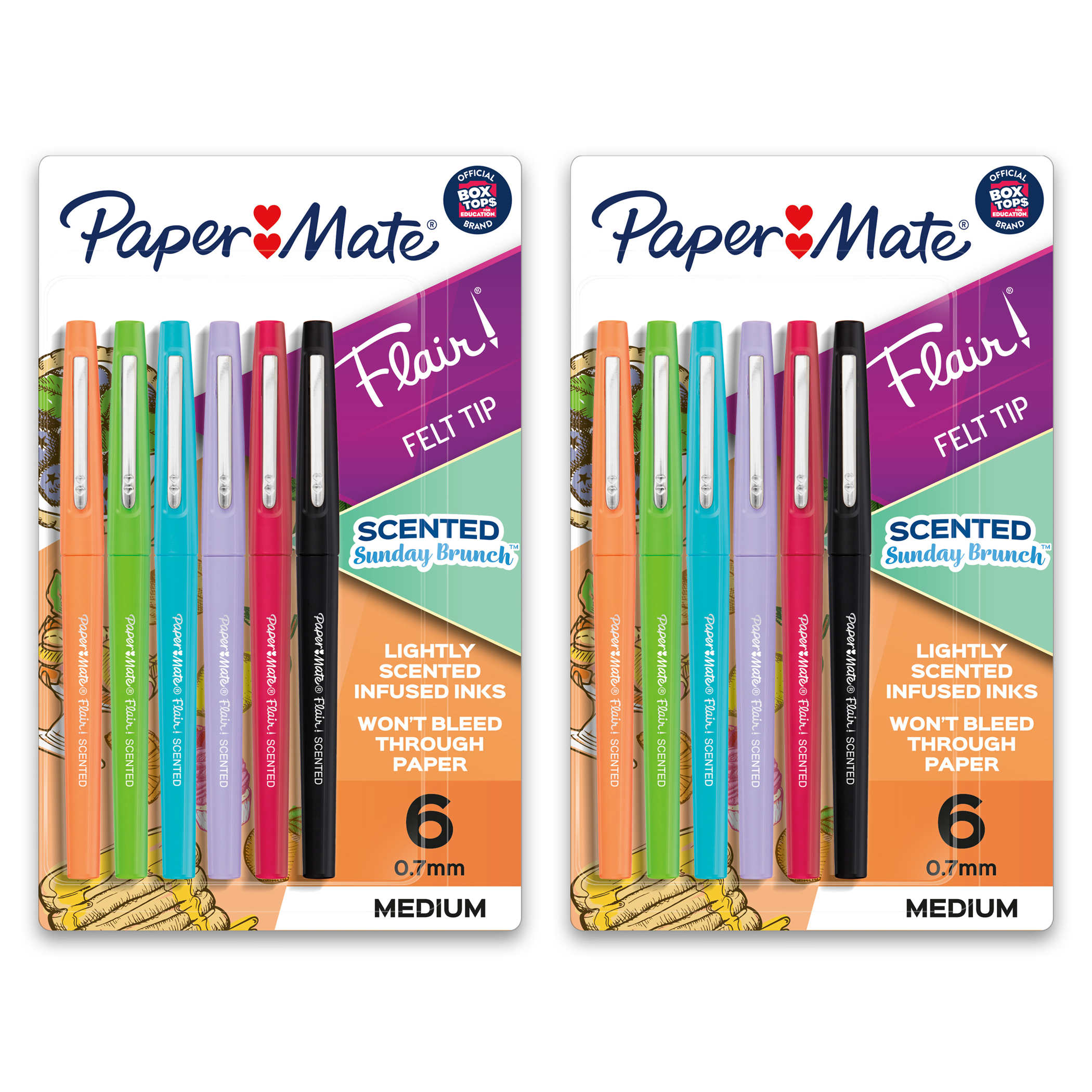 Paper Mate Flair Felt Tip Pens, Medium Point (0.7mm), Tropical Colors, 6  Count 