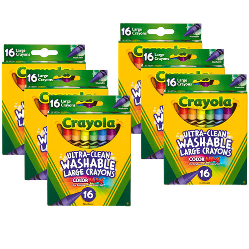 Crayola Ultra-Clean Washable Crayons, Regular, 8 Colors, 16/Box