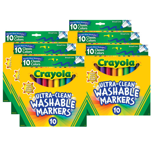 Crayola Classic Washable Marker Set - Classic Colors, Broad Tip