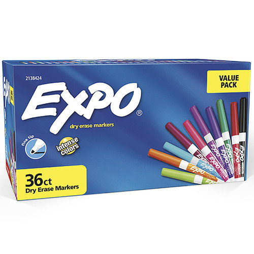 Dry Erase Markers, Whiteboard Markers with Low Odor Ink, Fine Tip, Assorted  Vibrant Colors, 36 Count