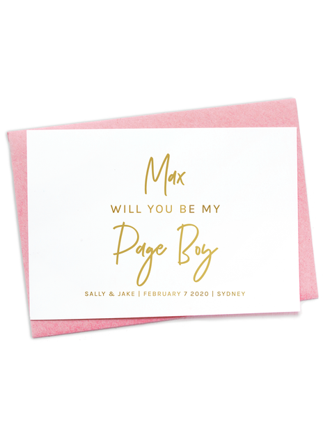 Page Boy Name & Date   - Proposal card