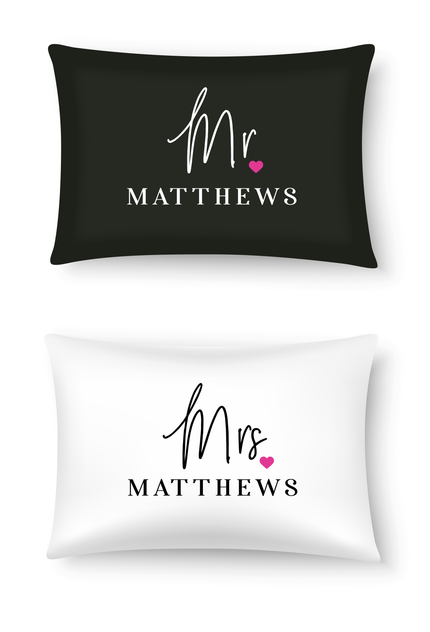 Mr & Mrs Surname Pillow case