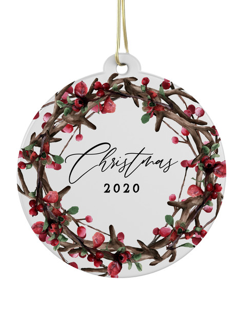 Christmas Berry Wreath - Personalised Bauble