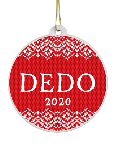 Red Knitted Dedo - Personalised Bauble