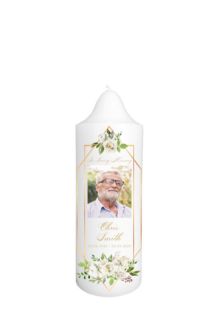 Floral Frame & Image - Memorial Candle