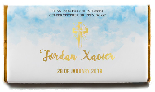 Cloudy Blue Christening Chocolate Bomboniere