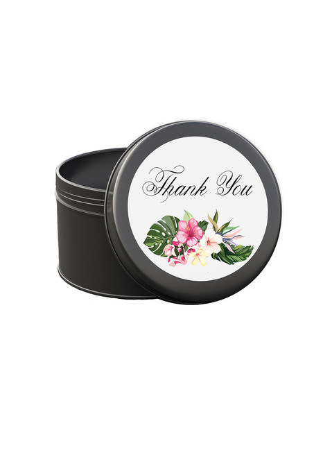 Tropical Thank you (10 Pack - Black) Metal Tin Candle