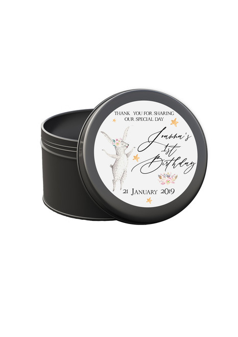 Rabbit Boho Favour (10 Pack - Silver) Metal Tin Candle