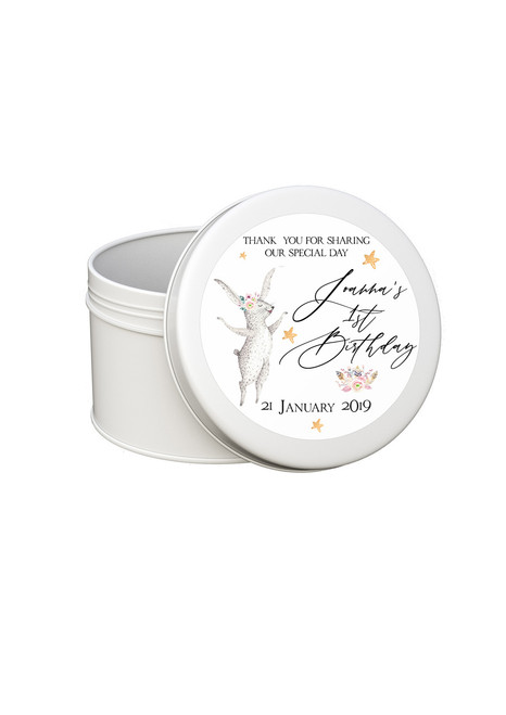 Rabbit Boho Favour (10 Pack - Silver) Metal Tin Candle