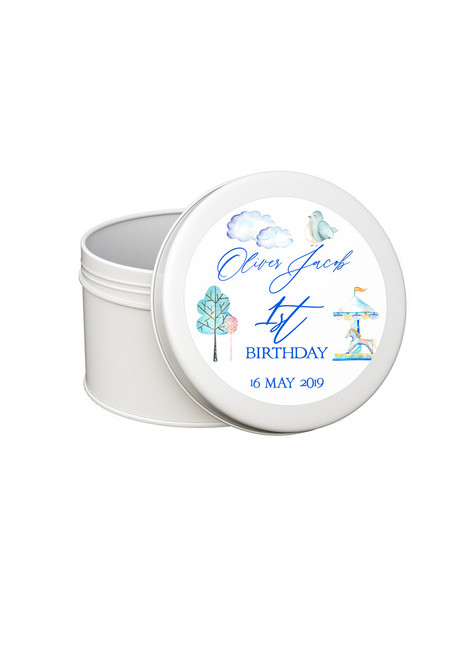 Circus Baby Favour (10 Pack - Silver) Metal Tin Candle