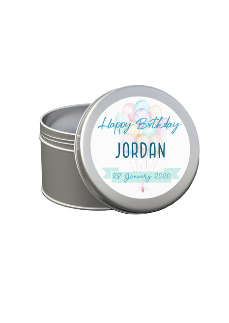 Balloons Birthday Favour (10 Pack - Silver) Metal Tin Candle